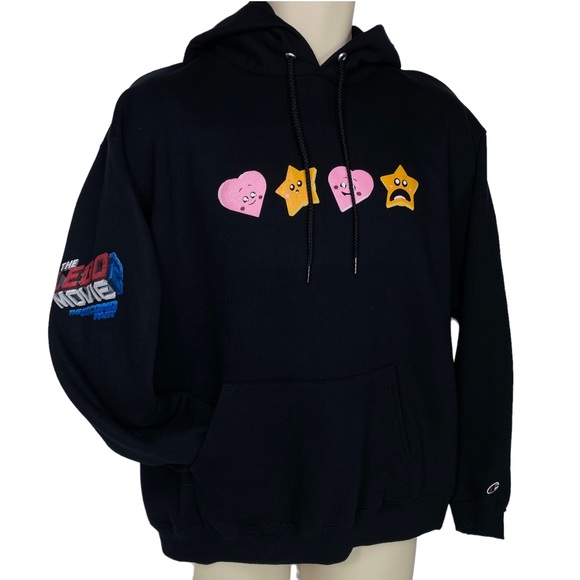 Hoodie Sweatshirt Champion Size L Lego 2 Movie Collab Black Unisex - Picture 1 of 13